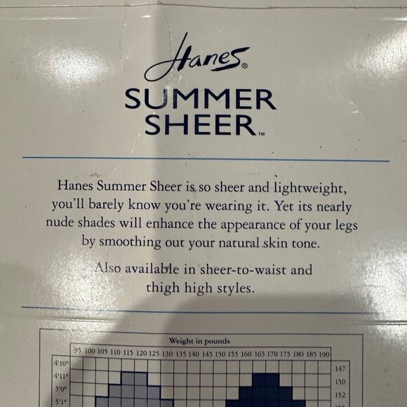 Hanes Summer Sheer Control Top Sandalfoot Pantyhose E50 AB Almost Blush Vintage - Picture 3 of 8